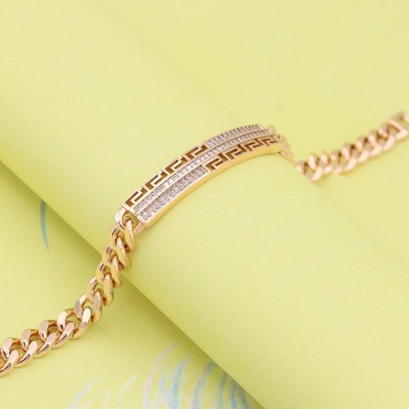 "Greek Key Crystal Bar Rose Gold Bracelet, XPBL0984 - Picture 5 of 12